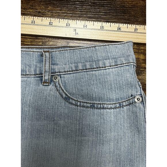 London Jean Mini Skirt Womens 12 Denim Ruffle Lace Boho Festival Embroidered - Picture 9 of 10